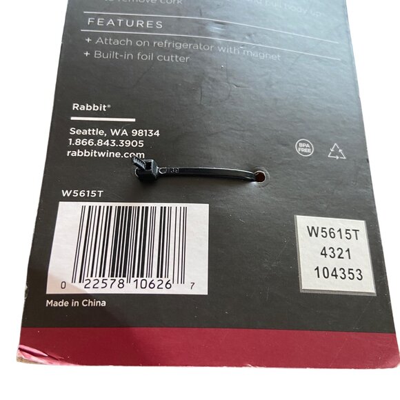 Houdini Magnetic Waiter’s Corkscrew by Rabbit NEW w/ Foil Cutter W5615T NEW - Picture 4 of 4